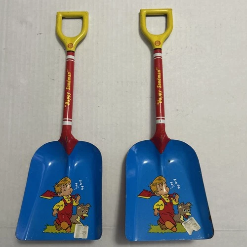 Set of Two Vintage Ohio Art Co. "Happy Sandman" Shovels 1950s
