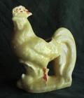 Vintage Un Signed McCoy Art Pottery ROOSTER Vase in Gloss Yellow