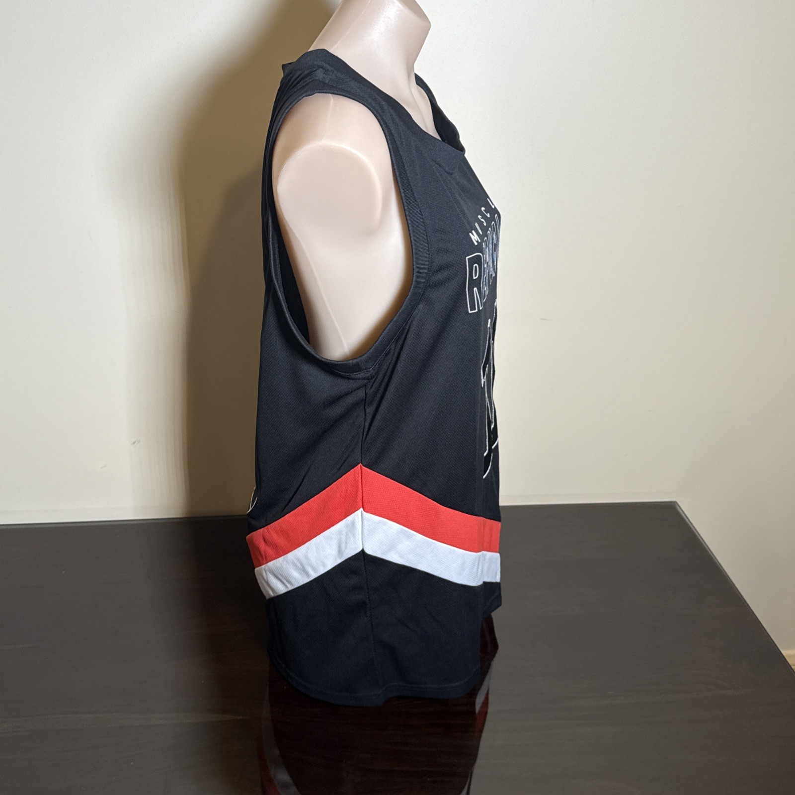 Muscle Republic Tank Top Small Runs Large Black Red White Saints Colour way image 4