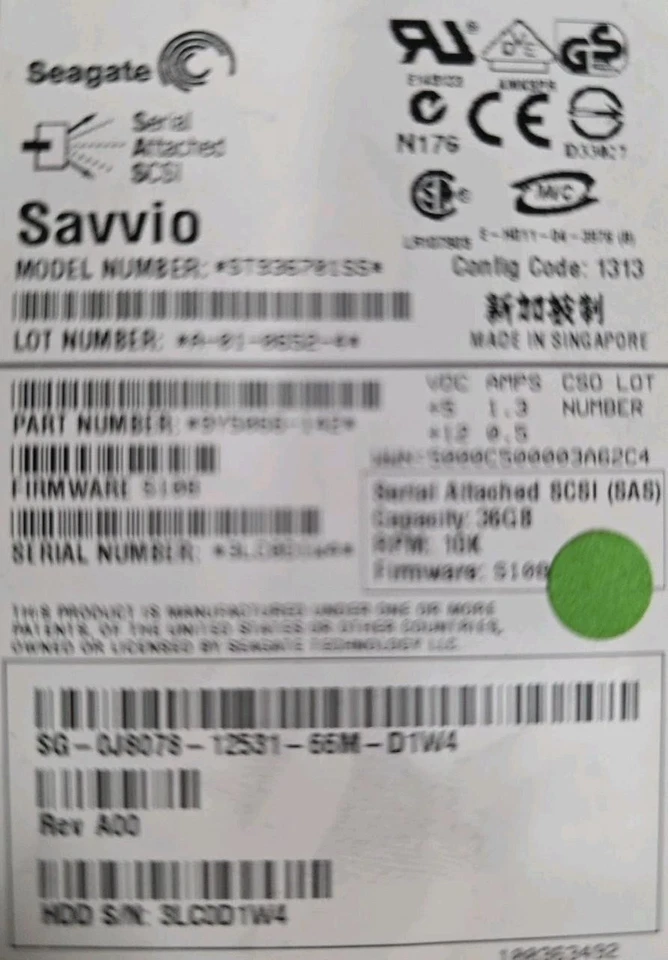 Seagate Savvio 10K.1 Hard Drive ST936701SS 36GB 10K 8MB SAS-1 2.5'' With Caddy - Image 2 of 4