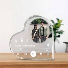 Custom Valentine Heart Acrylic Plaque Personalized Photo Music Player Sign, Roma