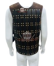 Medieval Black Leather Brigandine Armor - Handcrafted Fantasy Studded Vest - His