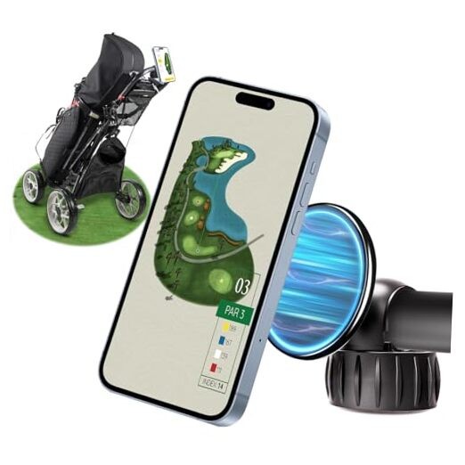 Golf Push Cart Magentic Phone Holder Mount 360&deg; Rotatable w