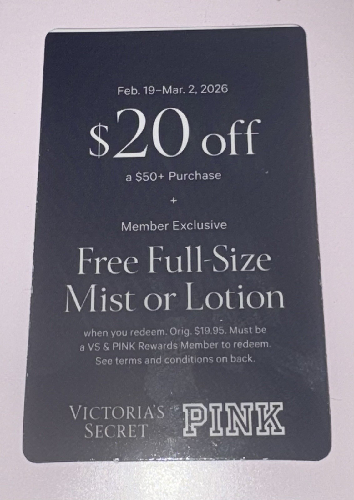 Victoria’s Secret PINK Coupon $20 Off