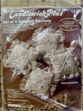 1982 PARAGON Candlewick-Plus Sachet Embroidery Kit 0193 Set 4 Scented Sachets