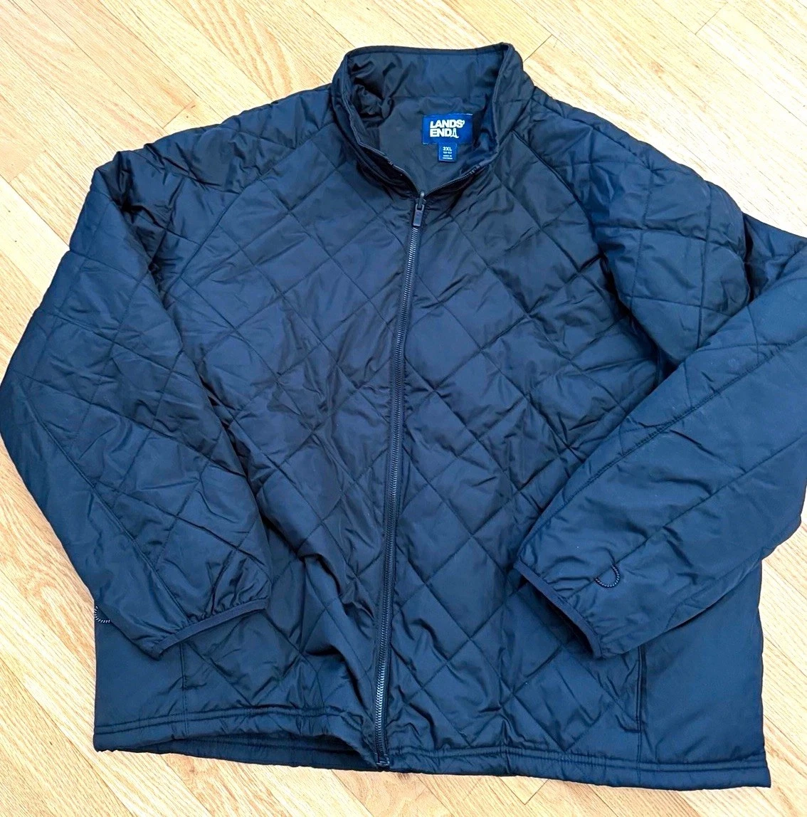Lands' End Mens Black Quilted Full Zip Stand-Up Collar Jacket 2XL 50-52 image 1