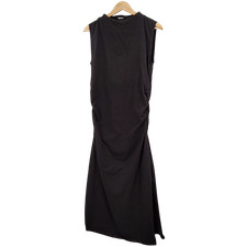 Quince Women Stretch Cotton Jersey Mock Neck Midi Dress Black L
