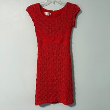 Kay Unger New York Womens Red Floral Crochet Lace Cap Sleeve Sheath Dress Size 2
