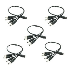5 PCS CCTV 12V DC Power Cable Splitter 1 Female To 4 Male Plug 5.5x2.1mm