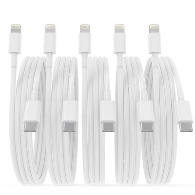 5 Pack USB to Lightning Cable [MFi Certified] 6FT iPhone Charger Fast Chargin...