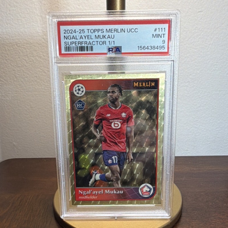 2024-25 Topps Merlin UCC Ngal'ayel Mukau RC Superfractor 1/1 PSA 9 Congo Lille