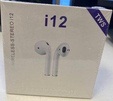 TWS True Wireless Stereo i12 Earbuds Headphones White Auto Pairing - New In Box