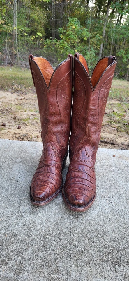 Mujeres 6B Lucchese Caiman Gator Crocidile Botas Lucchese 1883 Hechas a Mano Genuinas Foto 2 de 4
