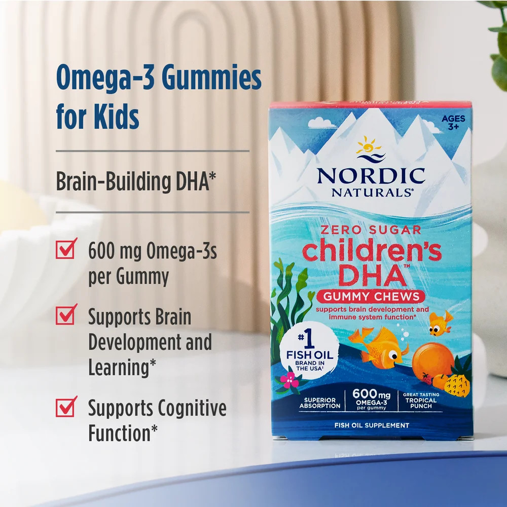 Nordic Naturals Children's DHA Gummies - Tasty Chewable Omega-3s for Kids, 30 Ct
