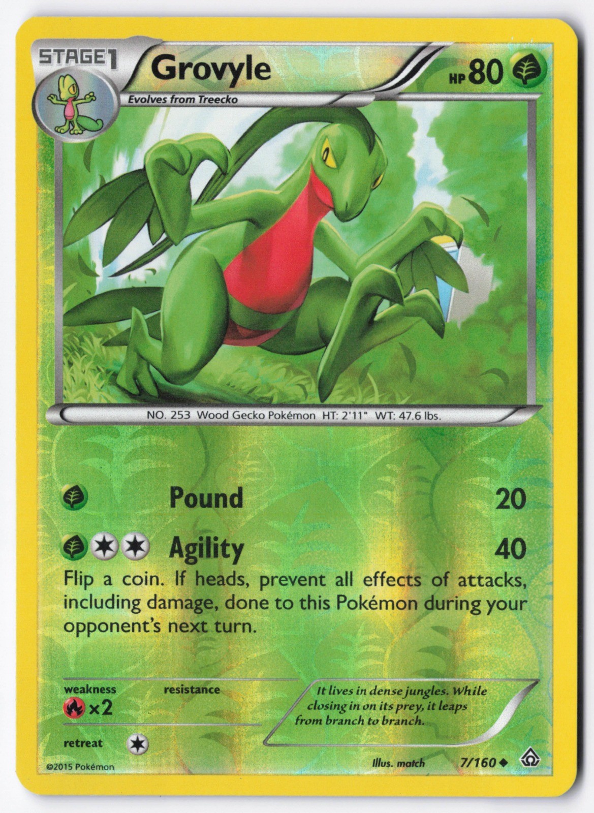 Grovyle Reverse Holo Uncommon XY - Primal Clash 7/160 LP