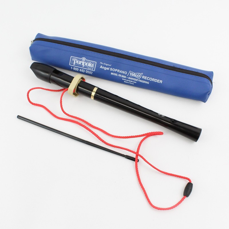 Peripole Angel Soprano Halo Recorder PB6000 W/ Case, Cleaning Rod Neck Cord