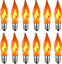 Christmas Flicker Flame Light Bulbs, 12 Pack C7 Crystal Clear Flickering Light B