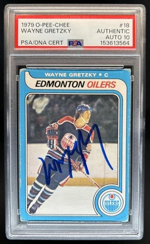 1979-80 O-Pee-Chee Wayne Gretzky Auto Rookie RC #18 Oilers PSA Authentic 10