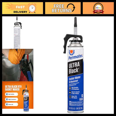 Ultra Black RTV Silicone Gasket Maker - 9.5 oz Oil Resistant Sealant, PowerBead