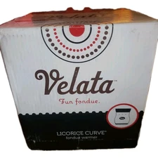 licorice Curve Velata Cheese And Chocolate Fondue Warmer With Forks  new in box