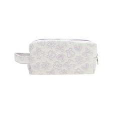 1 Pc Compact Rectangle Hearts Makeup Bag for Travel Small Purple