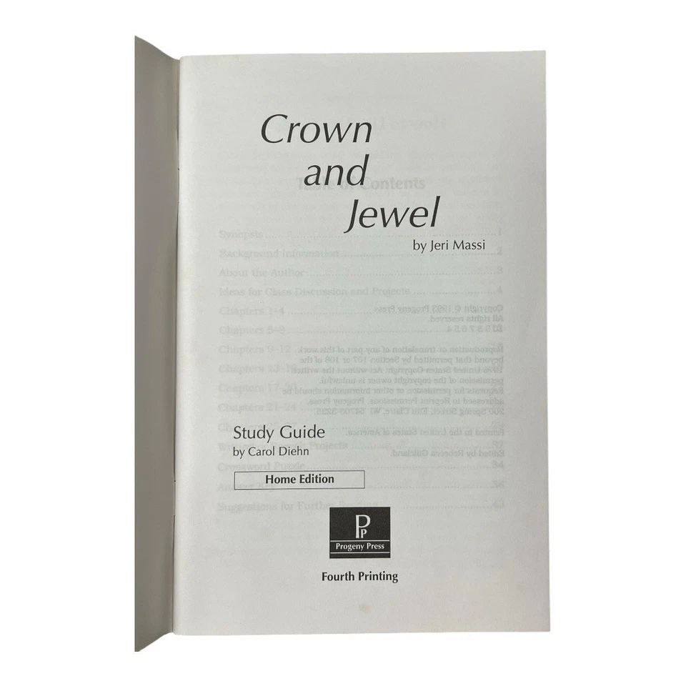 Crown and Jewel Study Guide By Carol Diehn Home Ed~1993 Progeny Press #202H P501 - Image 2 of 4