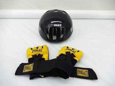 Used NETTI  Cycling Helmet  &  EVERLAST Sporting Gloves.  Mediums.