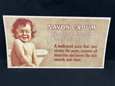 1930'S ORIGINAL TROLLEY ADVERTISING CARDBOARD DISPLAY SIGN 11" X 21" SAVON CADUM