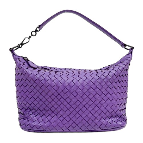 BOTTEGA VENETA Intrecciato Purple Leather Handle Bag
