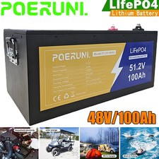 48V 100Ah LiFePO4 Lithium Battery Deep Cycle Built-in BMS For Golf Cart Solar RV