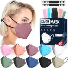 50 Pack 5 Layer KN95 Face Masks Disposable Adults Wildfire Smoke Dust Hospital