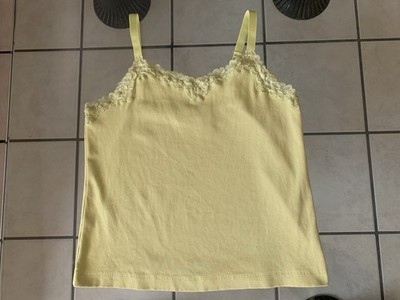 Chico's Ribbed Lace-Trim Tank Top Women's Lime Green/Yellow Size 2