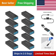 USB Female to Female Adapter 10Pack, Type A 3.0 Female to Female Cable Couple...