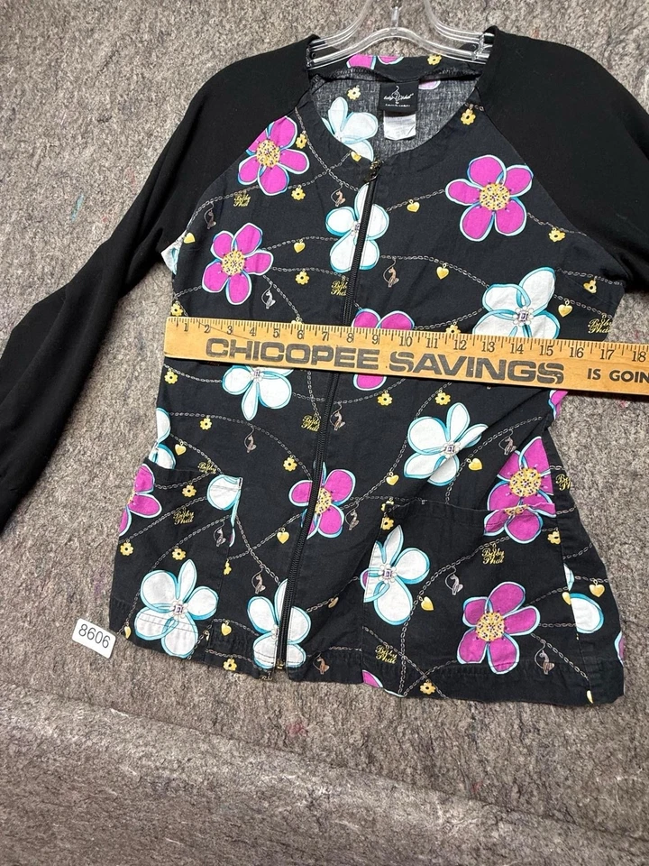 Blusa Médica Baby Phat Mujer Manga Larga Cremallera Completa Floral Pequeña Foto 2 de 4