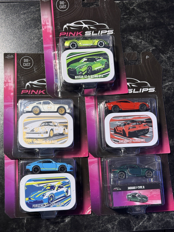 Pink Slips 1:64 Diecast 5-Car Lot Unopened GT-R Nismo GT3/Corvette/F-Type R