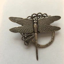 Dragonfly Pin Brooch made by Kat's Creation Silver tone 1 3/4" x 2" Unique