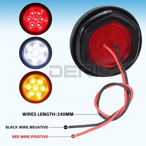 Remolque 2X blanco 2" redondo espacio libre LED luces marcador lateral 12V impermeable - Imagen 6 de 10