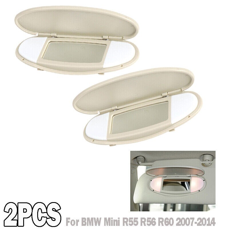 2x Beige Sun Visor Vanity Mirror Cover for BMW Mini Cooper R55 R56 R60