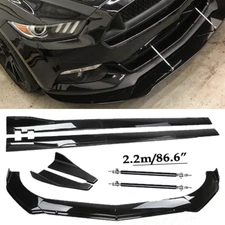Front Bumper Lip Spoiler Chin Splitter Bod Kit Glossy Black For 18-23 Mustang