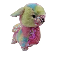 Justice Rainbow Llama Pegasus Wings ~Y Reversible Flip Sequins Sequin Plush 12"