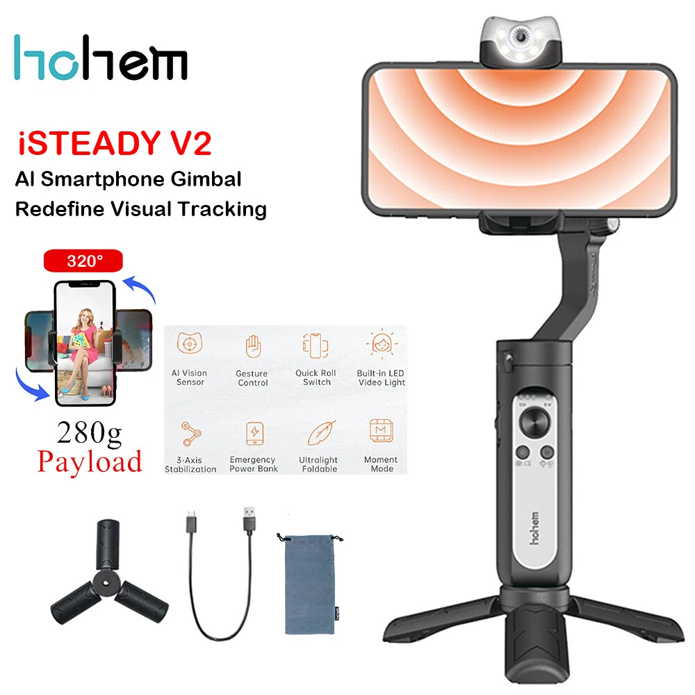 Hohem iSteady V2 AI Gimbal Stabilizer 3-Axis Selfie Stick for Smartphone Gopro