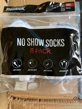 Reebok No Show Socks 6 Pack - White - Youth sizes 10-4 New