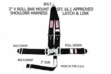 RJS RACING EQUIPMENT SFI 16.1 LATCH & LINK 5 POINT RACING HARNESS BLACK 1125701