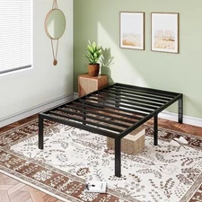 17 Inch Bed Frame Metal Platform Twin/Full/Queen/King Size Steel Slats Support