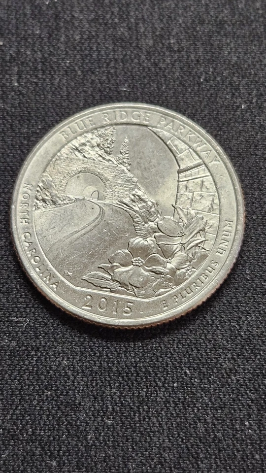 Quarter Coin The Worm of Blue Ridge Parkway North Carolina 2015 P - Image 2 of 3