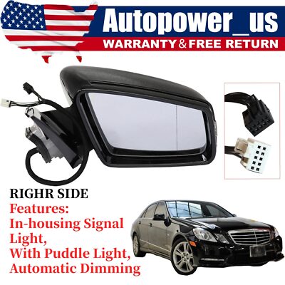 BLACK FIT MERCEDES RIGHT SIDE PASSENGER MIRROR 2010-2016 E350 E550 E400 SEDAN