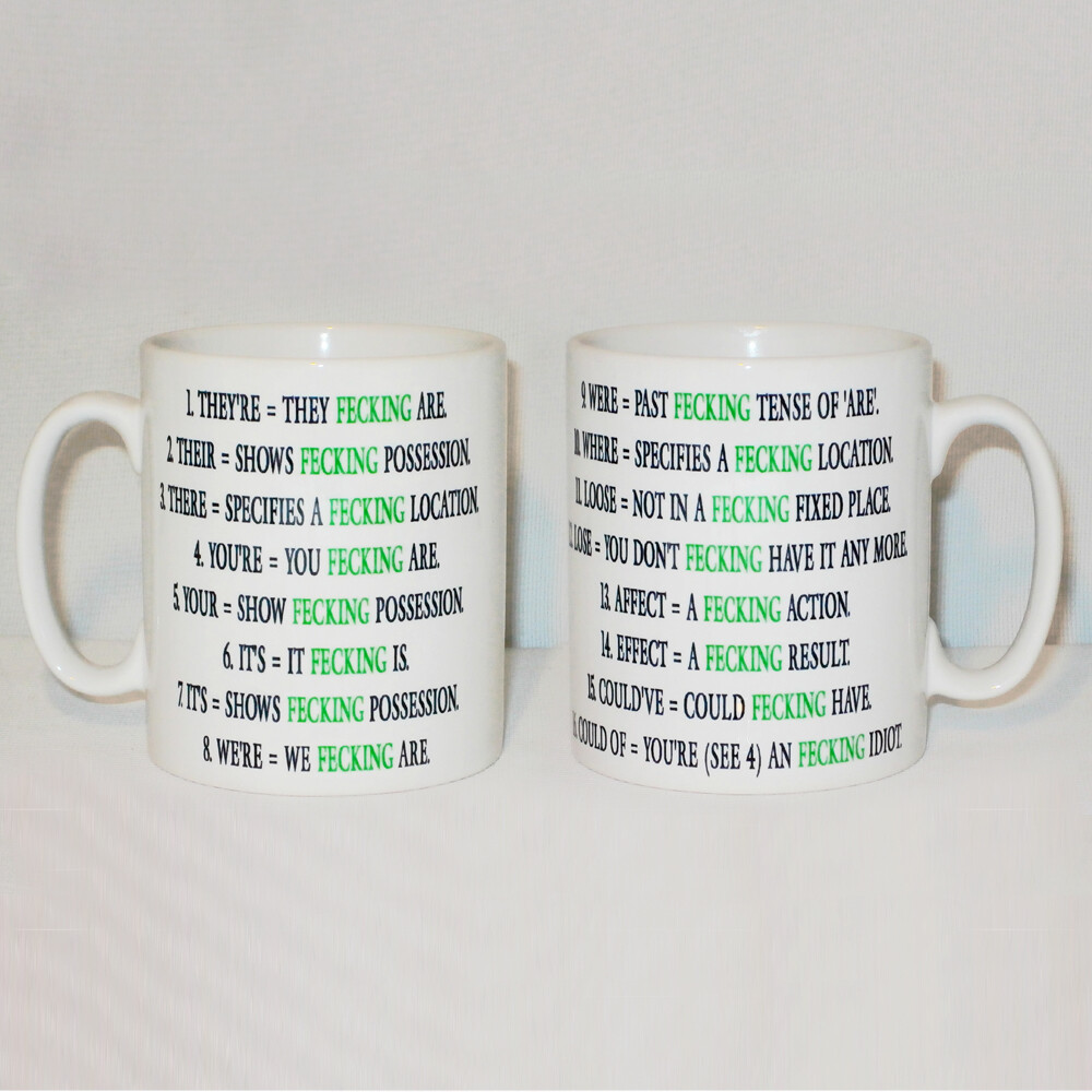 Irish Grammar Rules Mug Can Personalise Funny Ireland Rude Fecking English  Gift | eBay