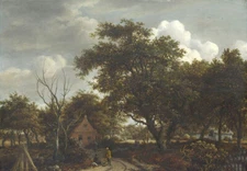 Oil painting Meindert Hobbema - Cottages in a Wood stunning landscape on canvas