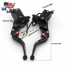 CNC Motorcycle 7/8'' 22MM Black Clutch Brake Levers Master Cylinder Reservoir
