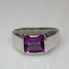 Natural Amethyst Gemstone with 925 Sterling Silver Ring For Men's 8896